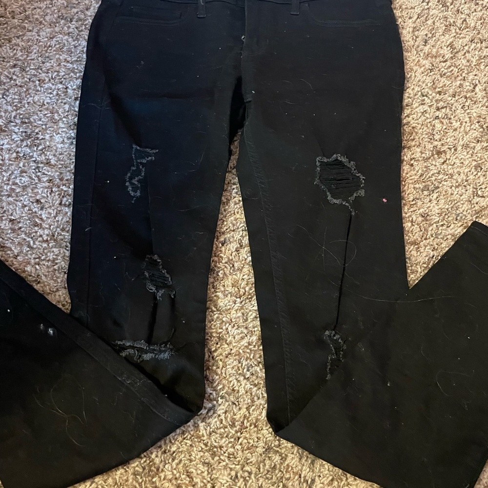 hollister black ripped jeans
